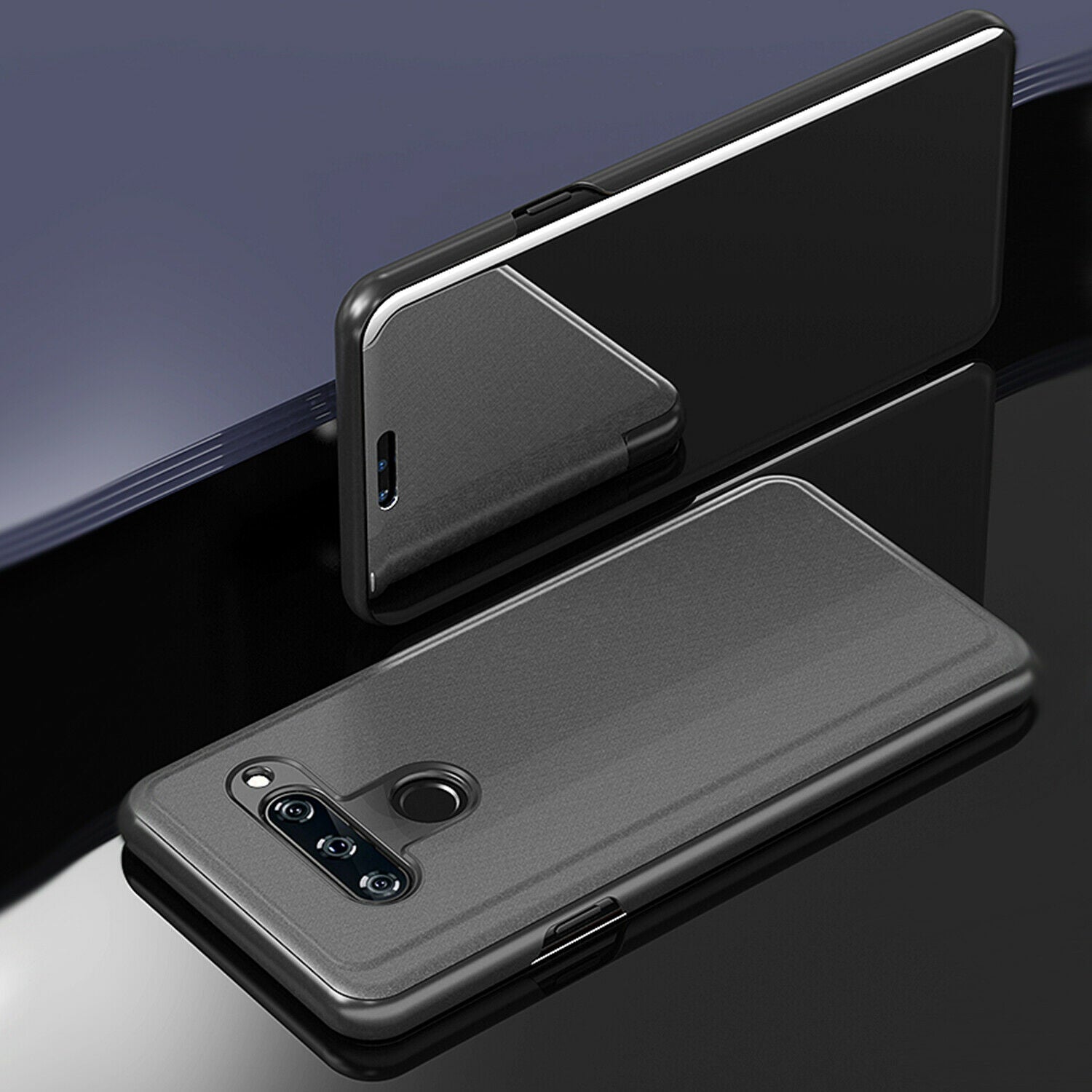 For LG V40 Case Luxury Ultra Slim Mirror View Thin Flip Stand Cover