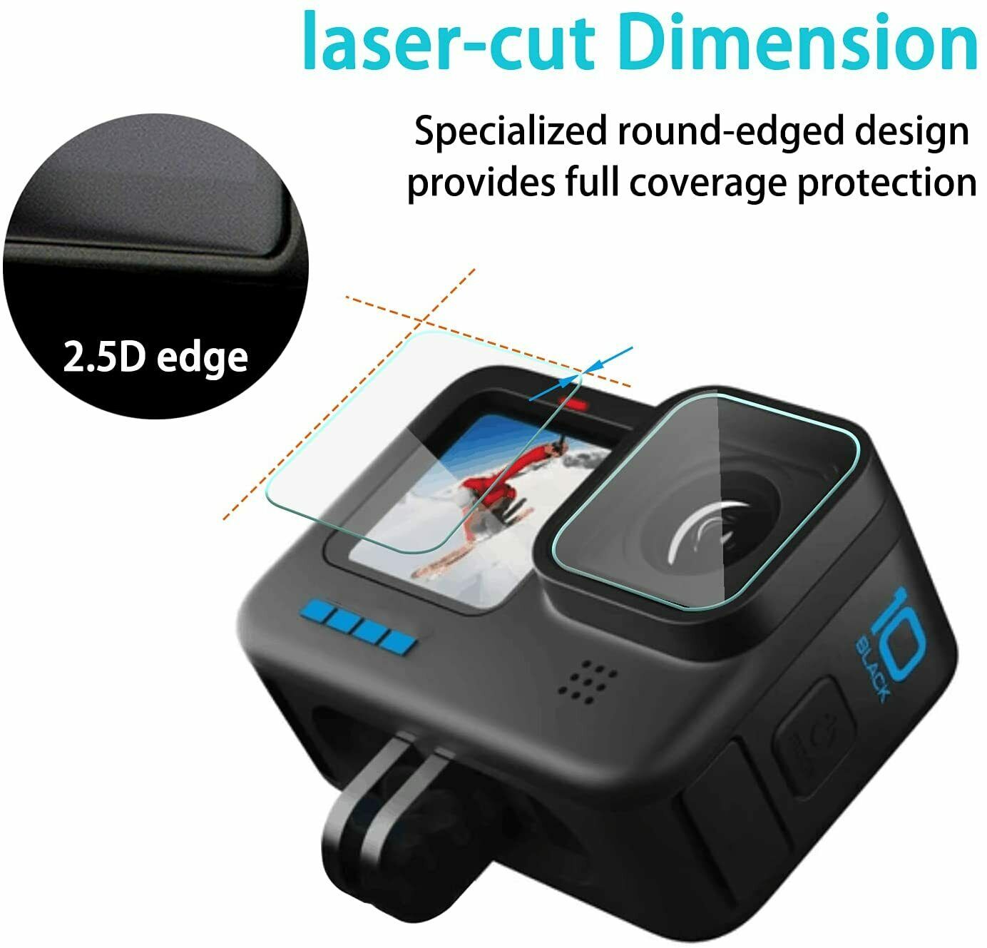 For GoPro Hero 10 9 Black Tempered Glass Camera Lens Screen protector Cover Cap