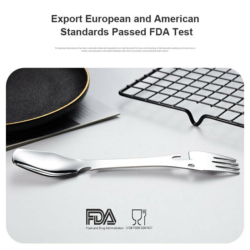 Stainless Steel multifunctional Cutlery Knife Fork Spoon Clip Camping Hiking