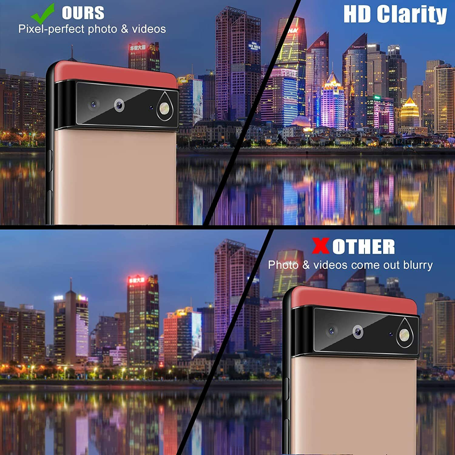 2 Pack For Google Pixel 6/6 Pro Tempered Glass Screen + Camera Lens Protector