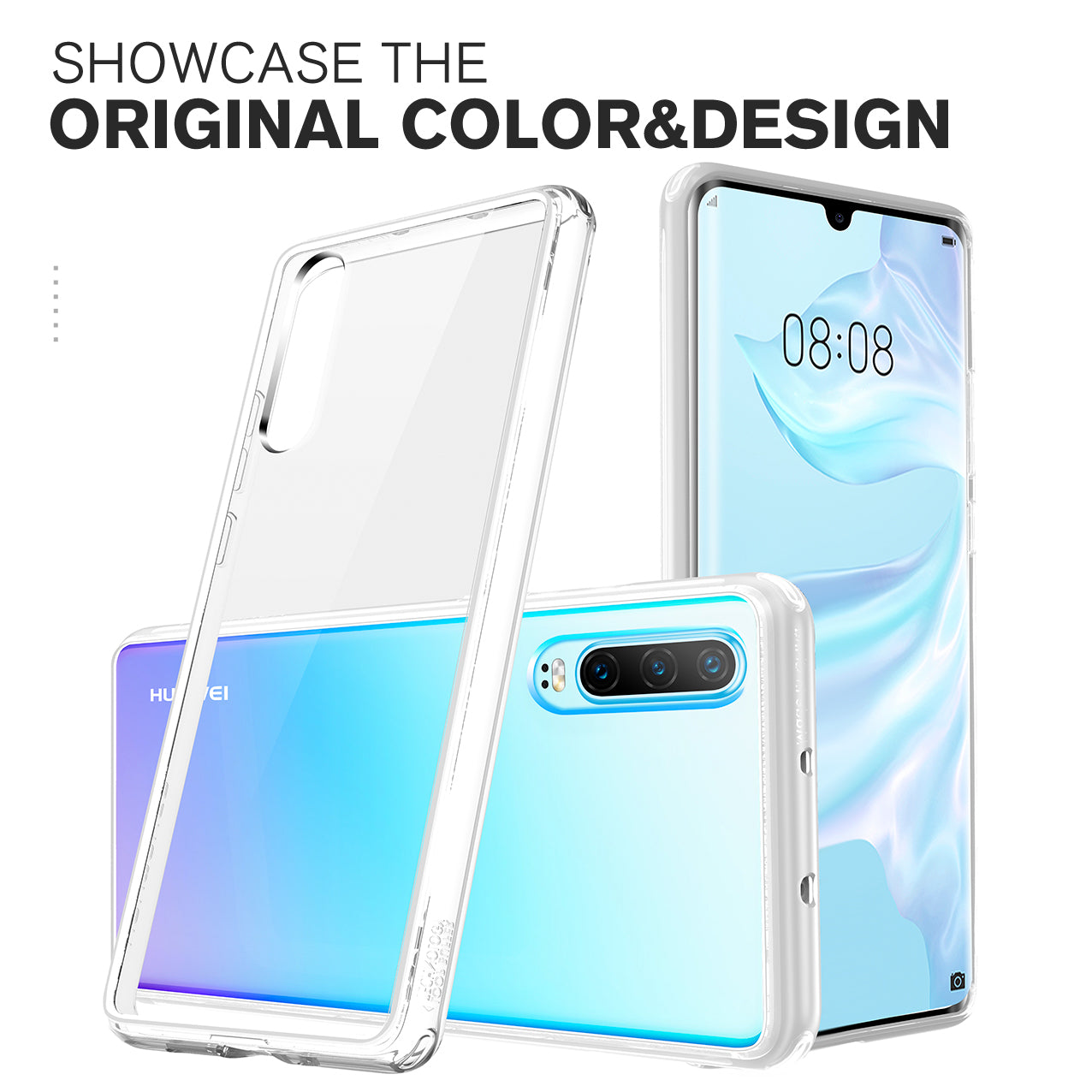 YOUMAKER® Huawei P30 Shockproof Slim Bumper Crystal Case Cover-Clear