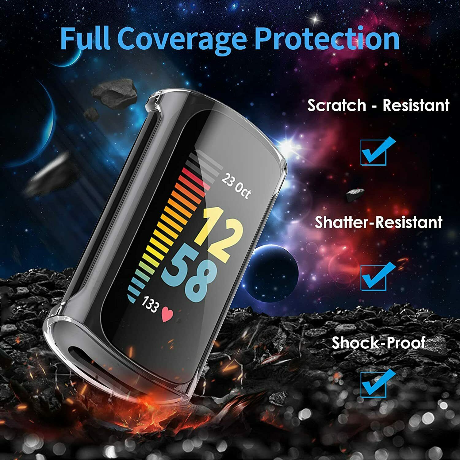 3X For Fitbit Charge 5 TPU Full Cover Case Shockproof Bumper Screen Protector