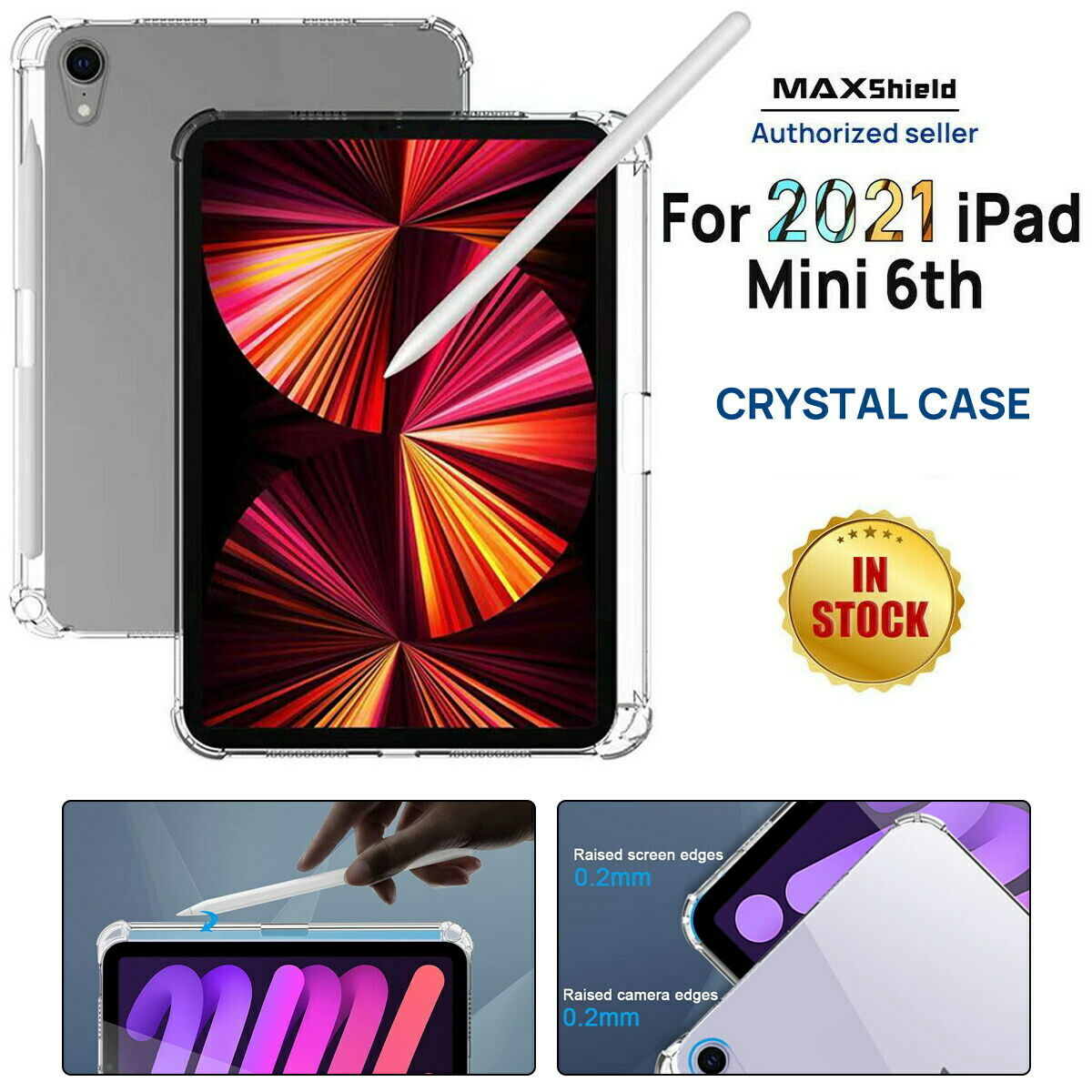 For iPad Mini 6 10.2" 9th Air 4 10.9" Clear Case Shockproof Slim Cover Pen Holder