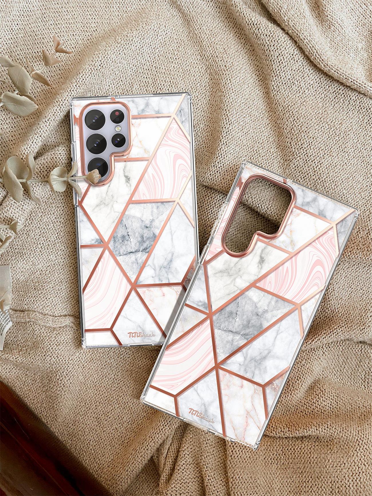 For Galaxy S22 Ultra 5G Case Clear Slim Glitter Marble Shockproof Case Cover