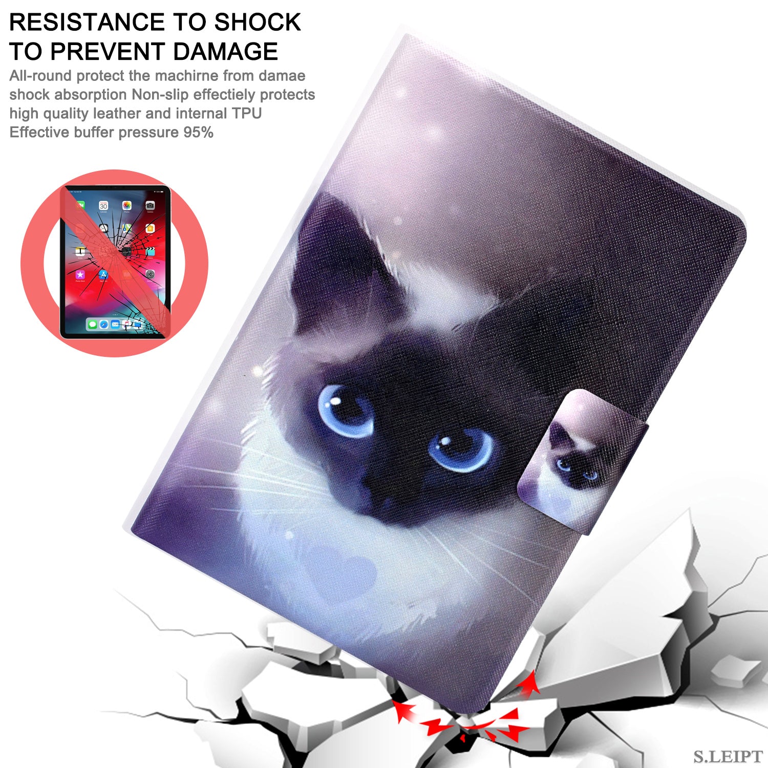 New Amazon Kindle 2019 10th 6" Inch Case Smart Flip Leather Back Slim Cover-Cat