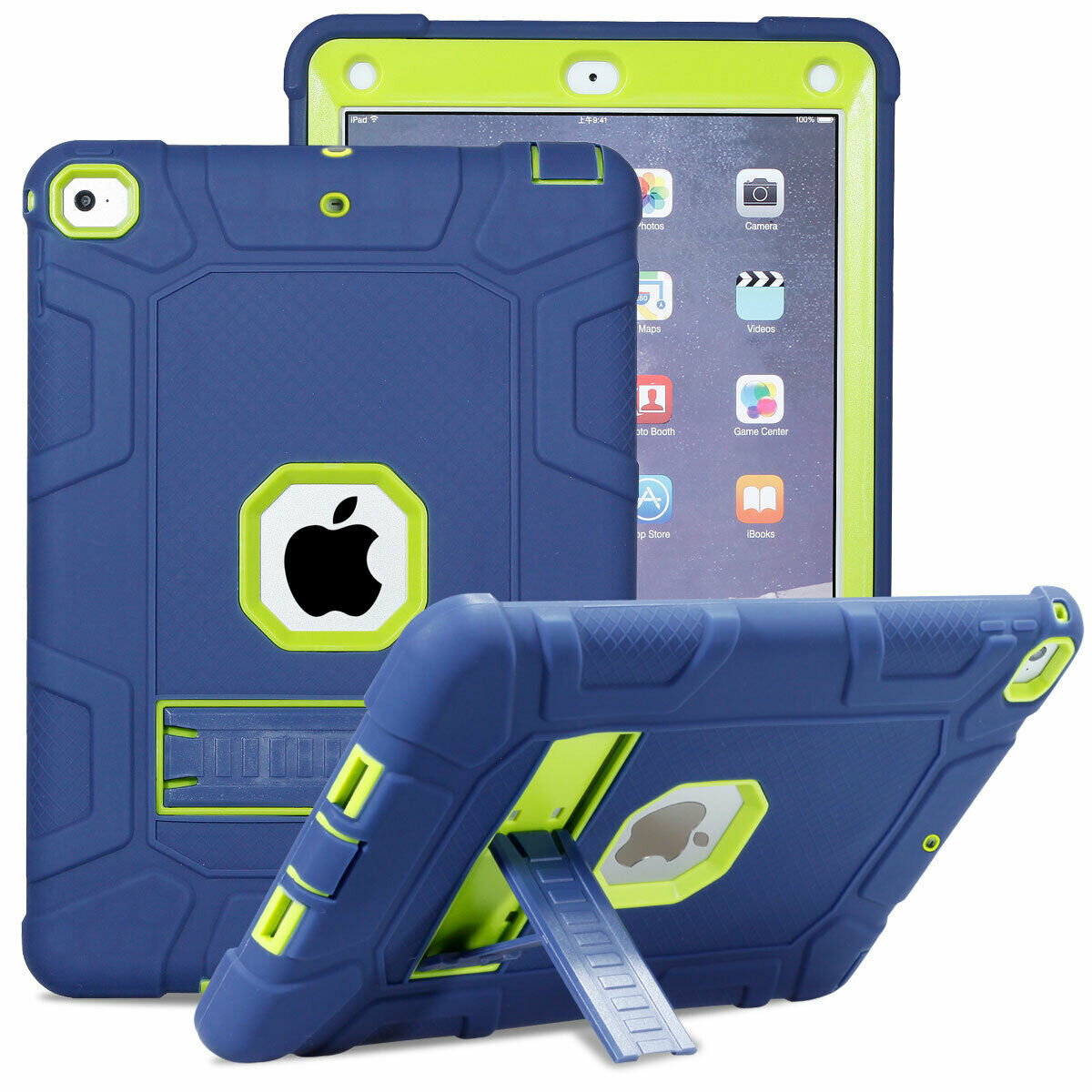 For iPad 5th 9.7'' 2018 Shockproof Rubber Stand Hard Case Cover