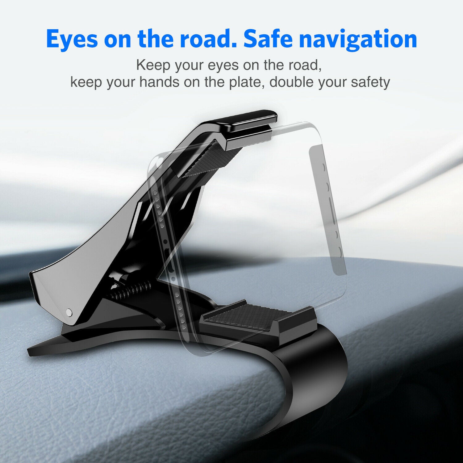 Universal Anti skid Car Phone Holder Clip HUD Design Dashboard Adjustable Mount