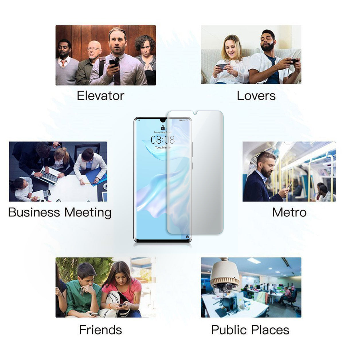 Anti Spy Privacy Film CaseFriendly Screen Protector For Huawei P30 Pro