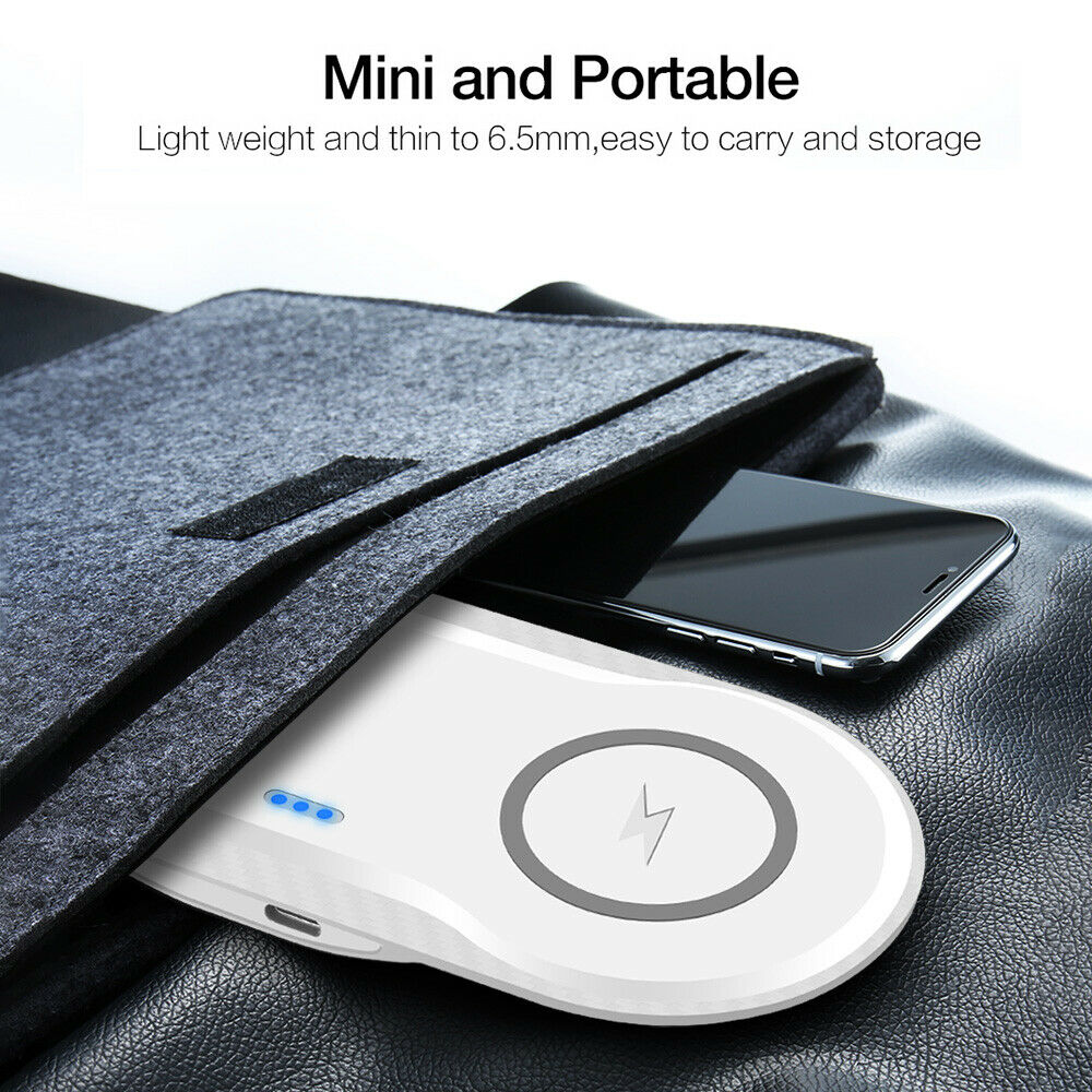 Dual Wireless Charger Phone Fast Charging Pad Mat For iPhone Samsung Galaxy AU For Double 5W-White