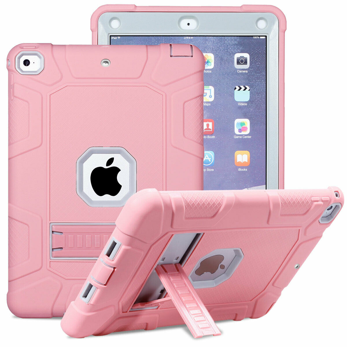 For iPad 2/3/4 Shockproof Rubber Stand Hard Case Cover