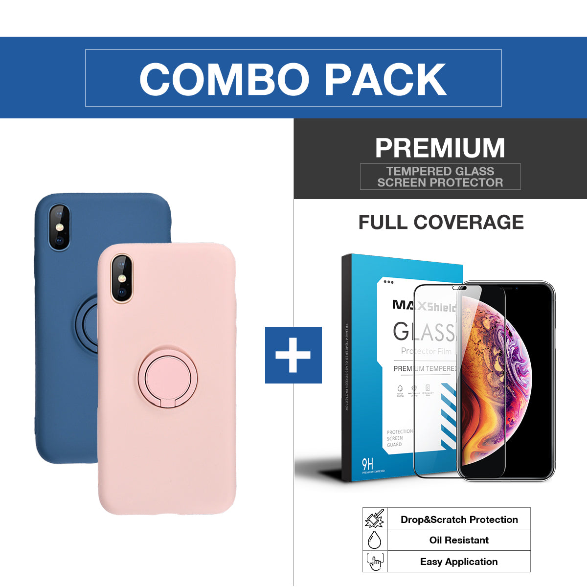 iPhone XS MAX Thin Soft Silicone Ring Holder Case Cover