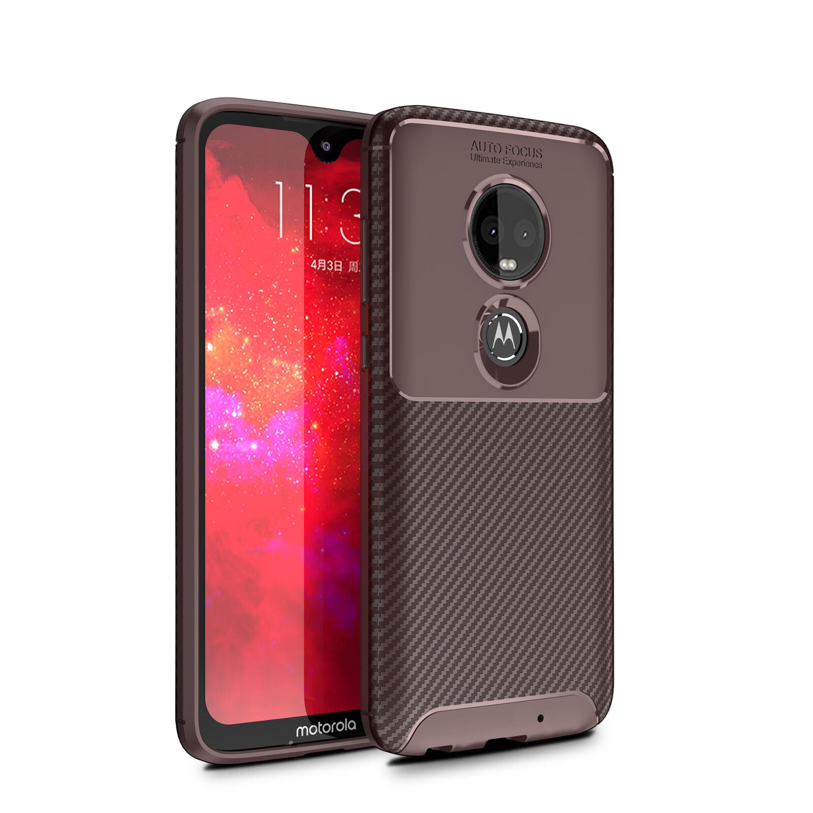 Motorola Moto G7 Power Shockproof Carbon Fiber soft Case Cover