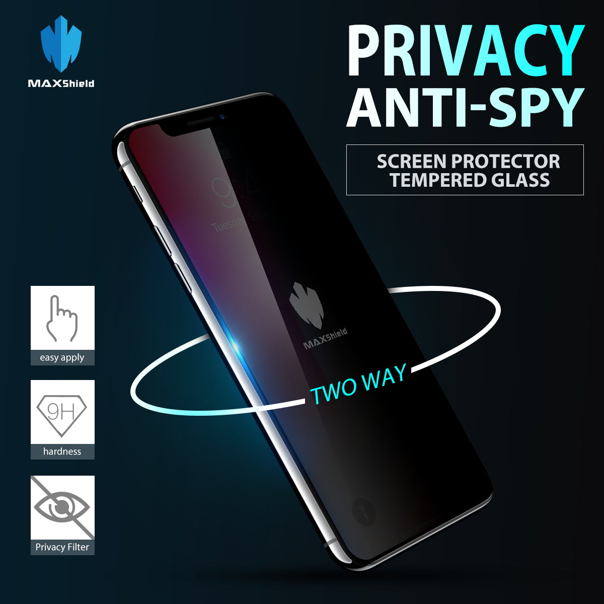 ANTI-SPY PRIVACY TEMPERED GLASS SCREEN PROTECTOR FOR iPhone X