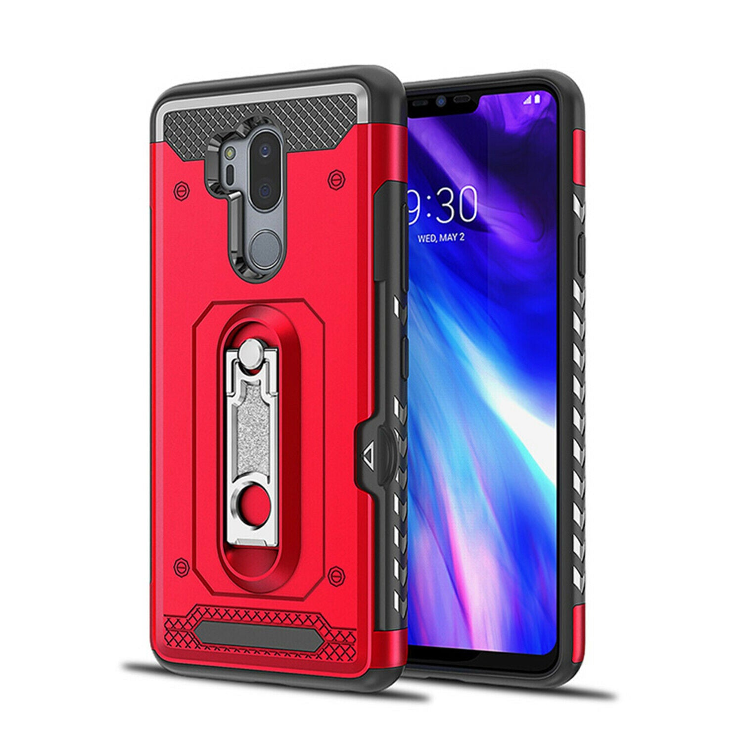 For LG G7 Case Hybrid TPU Heavy Duty Card Slot Stand Shockproof Cover