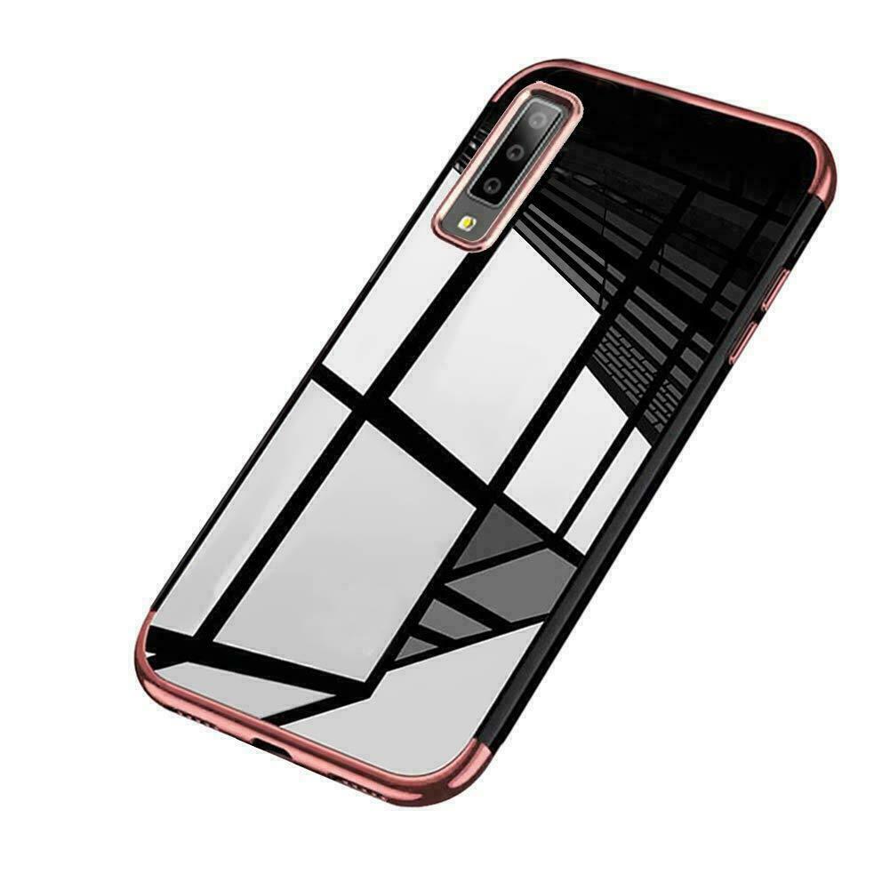 For LG Q60 Soft Electroplated Clear Back Phone Case Cover+Screen Protector