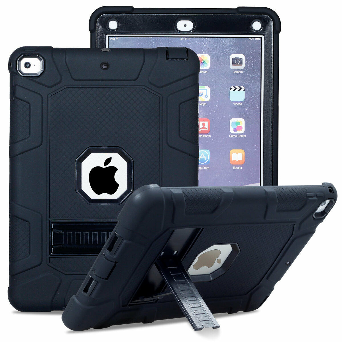 For iPad 2/3/4 Shockproof Rubber Stand Hard Case Cover