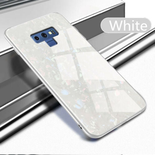 For Samsung S9 Plus Case Luxury Tempered Glass Back Shockproof Cover-White