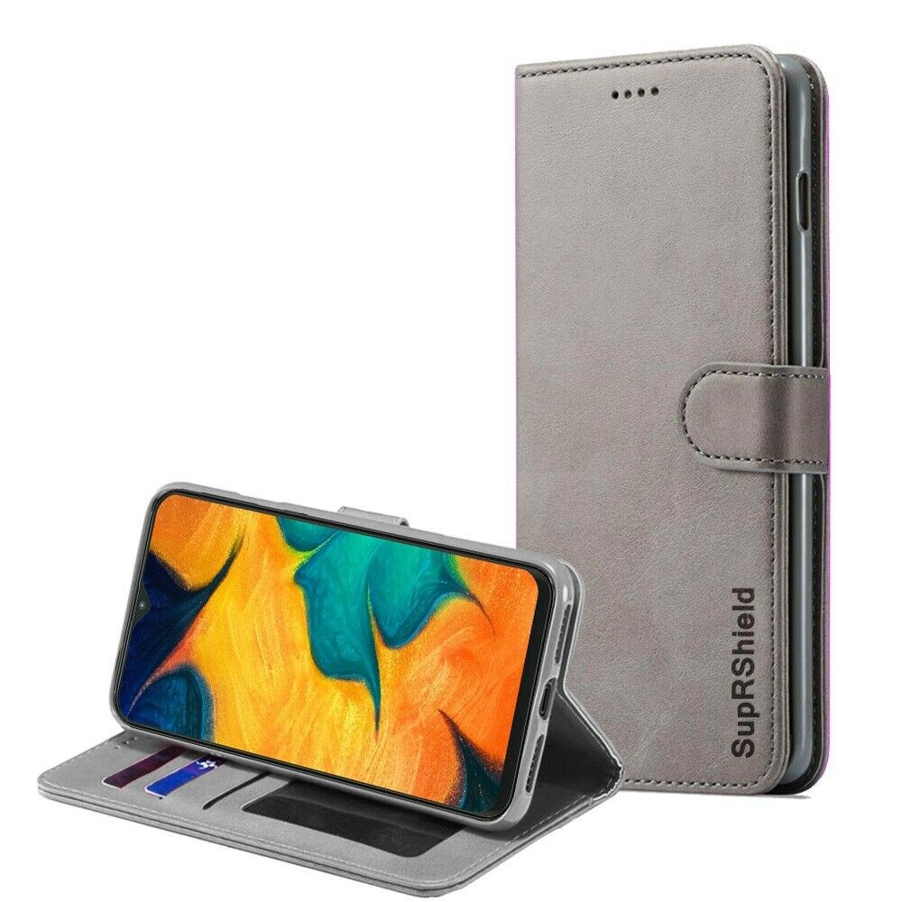 Galaxy A50 Wallet Leather Case Flip Magnetic Card Slot Cover-Grey