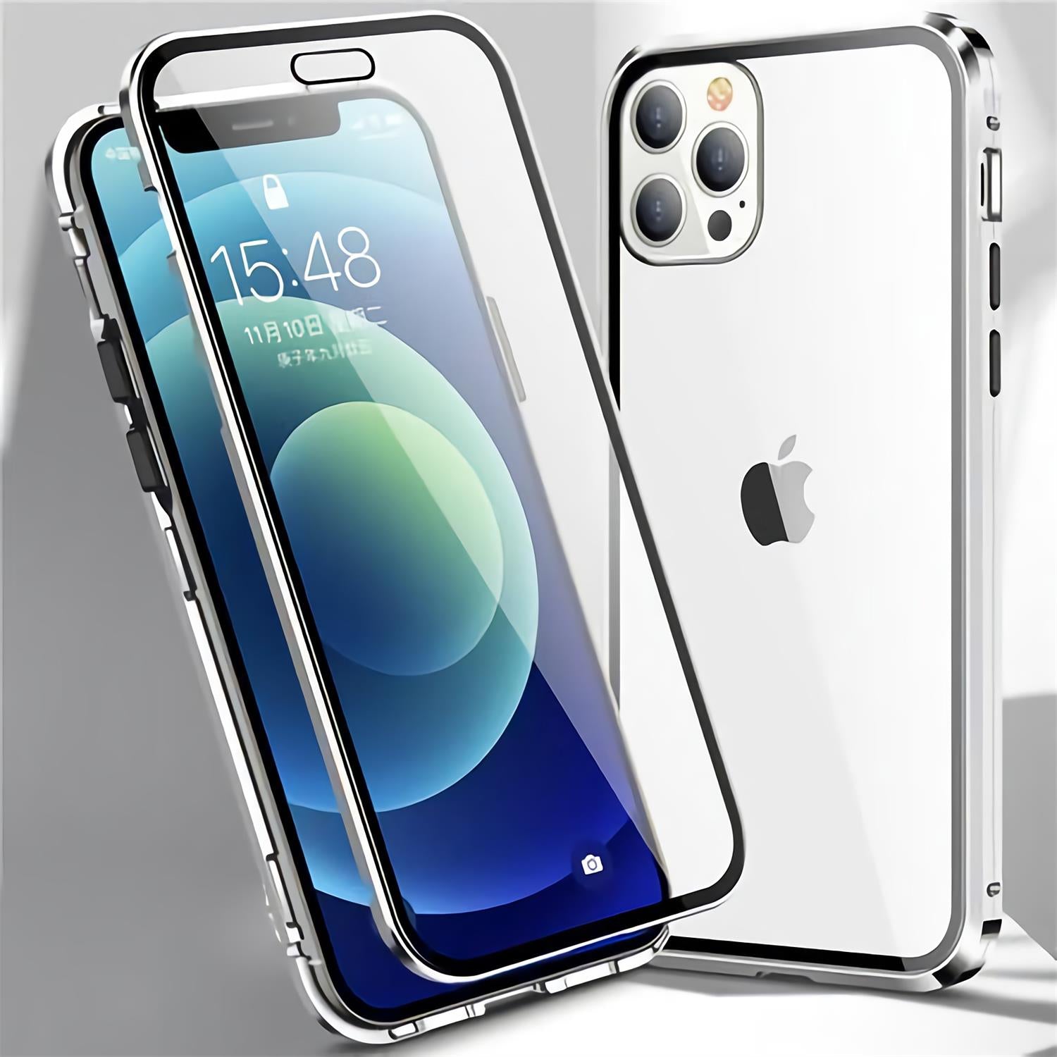 For iPhone 13 Pro Max Case Anti-Spy Magnetic Full Body 360 Tempered Glass Cover