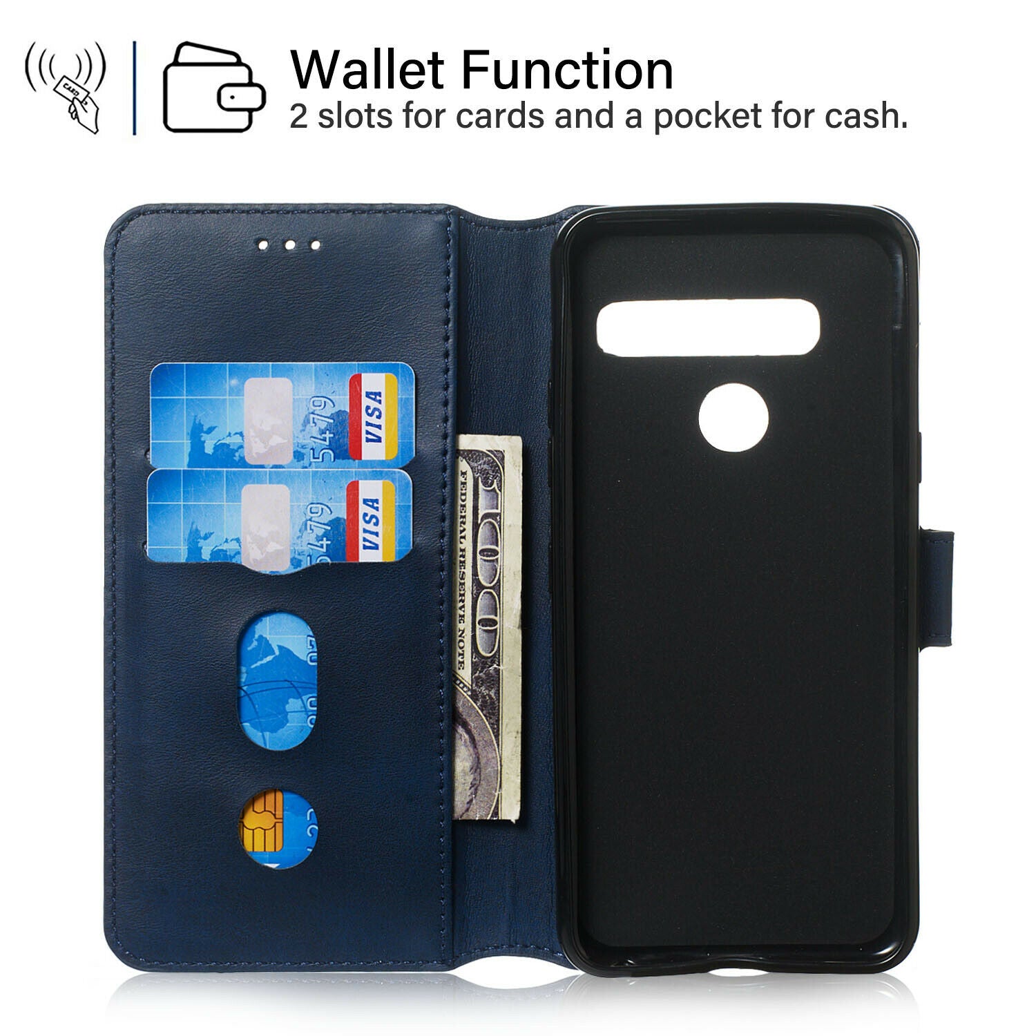 For LG Q60 Luxury Wallet Leather Case Card Slots Cover