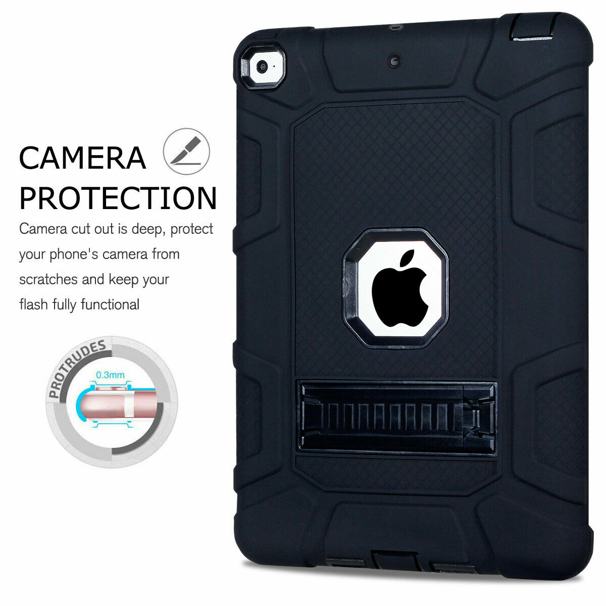 For iPad 2/3/4 Shockproof Rubber Stand Hard Case Cover