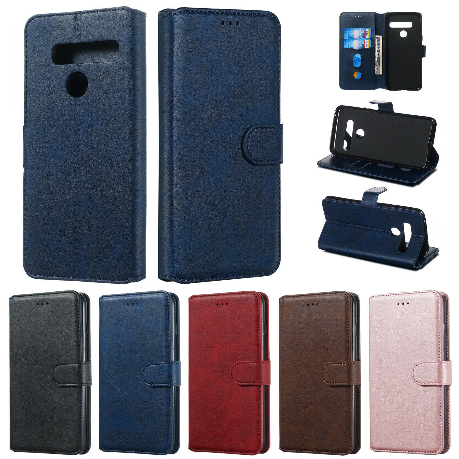 For LG  V30  Luxury Wallet Leather Case Card Slots Cover