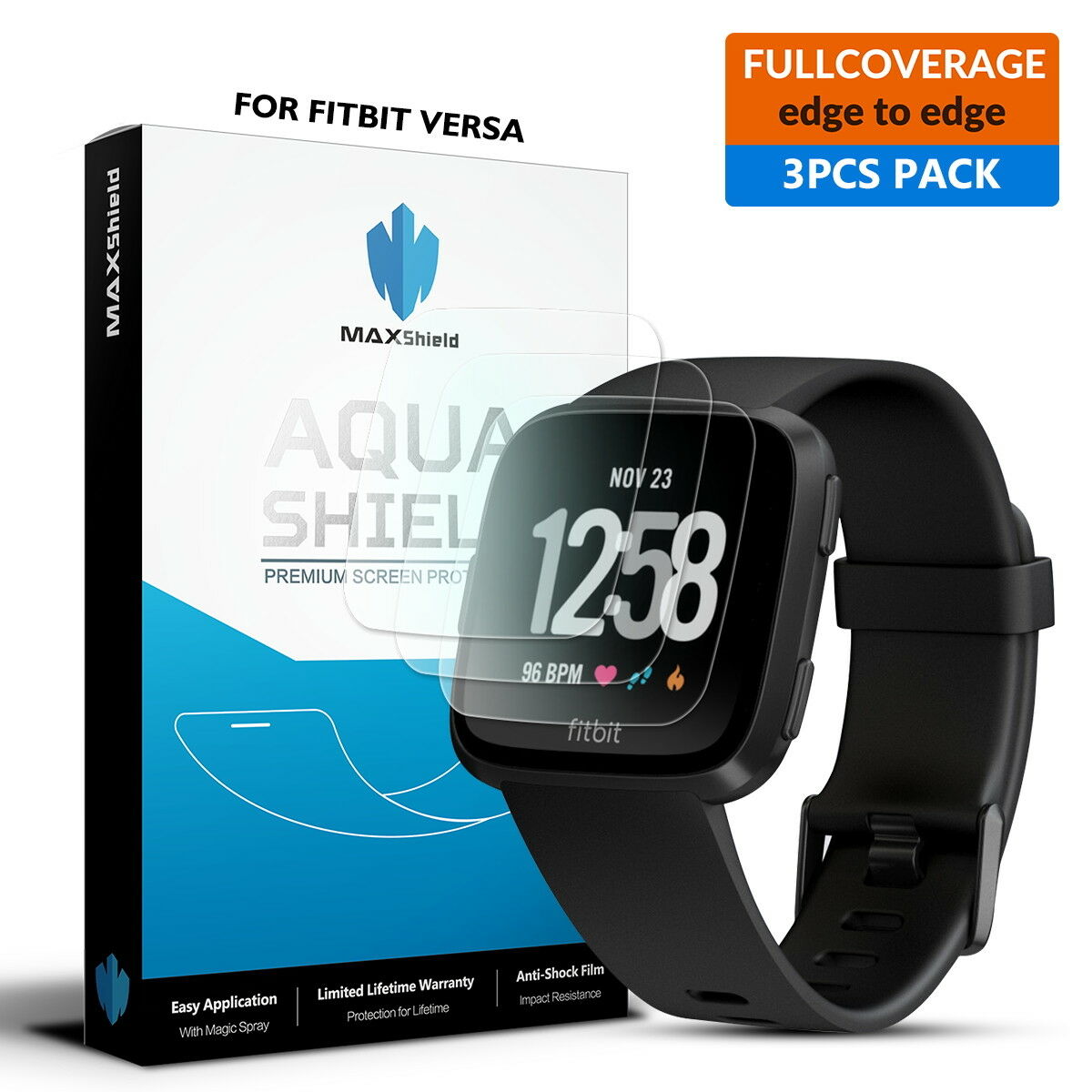 3 Pack For Fitbit Versa 3 2 Screen Protector Full Coverage Flexible Film