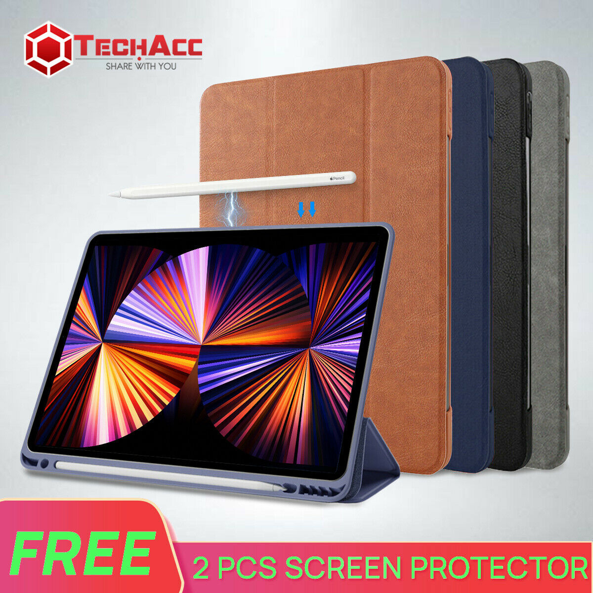 iPad Pro 2021 11 Inch  Leather Case Cover Pencil Charging