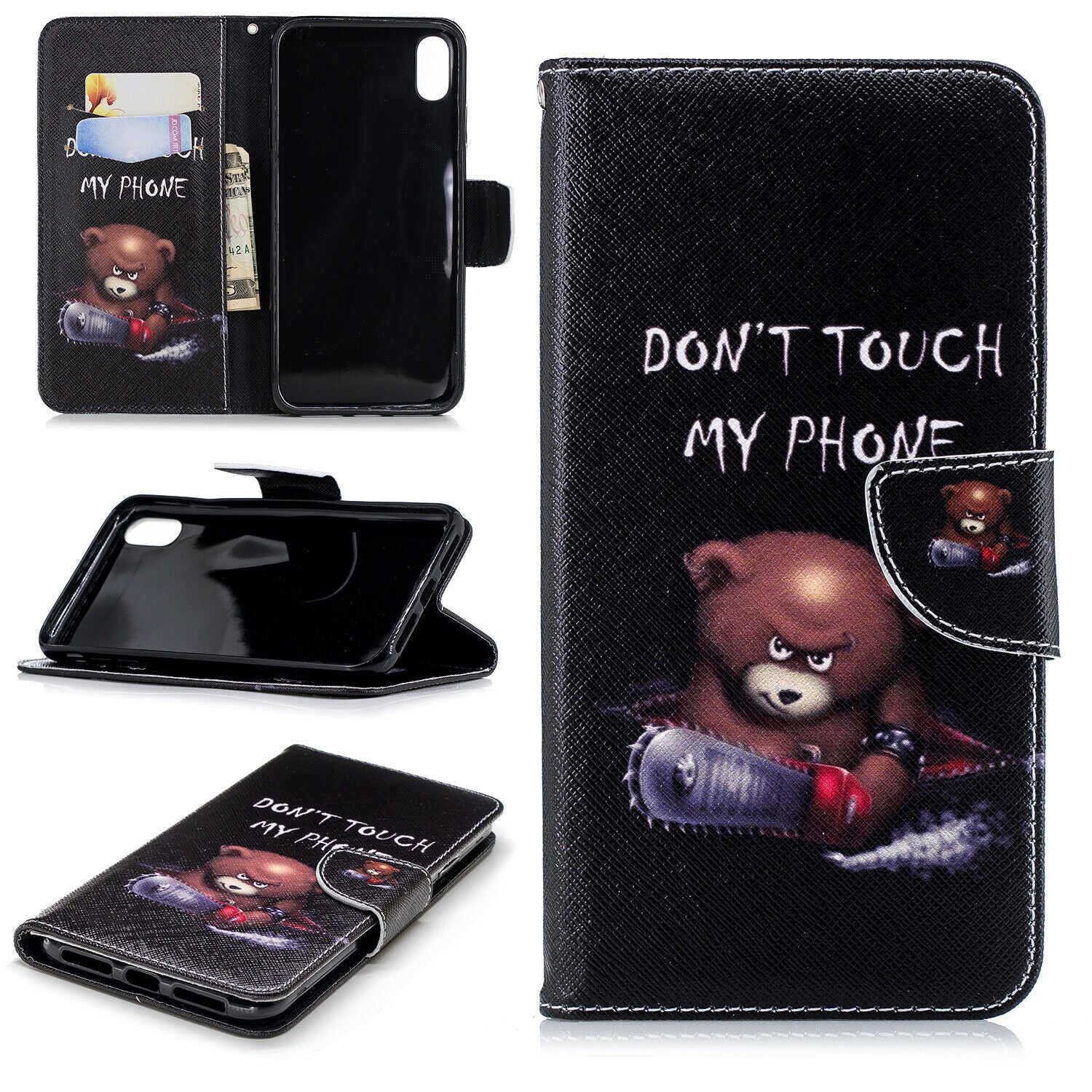 Samsung Galaxy A50 Wallet Leather Case Flip Magnetic Card Slot Cover-Bear
