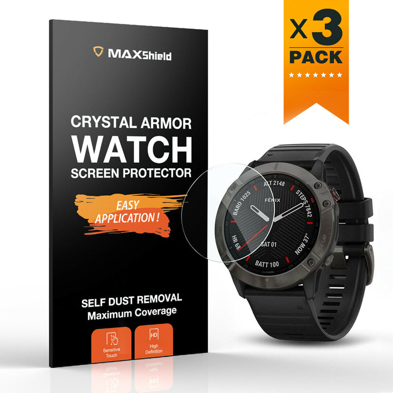 3 Pack Tempered Glass Screen Protector For Garmin Fenix 6X/6X Pro/6X Solar