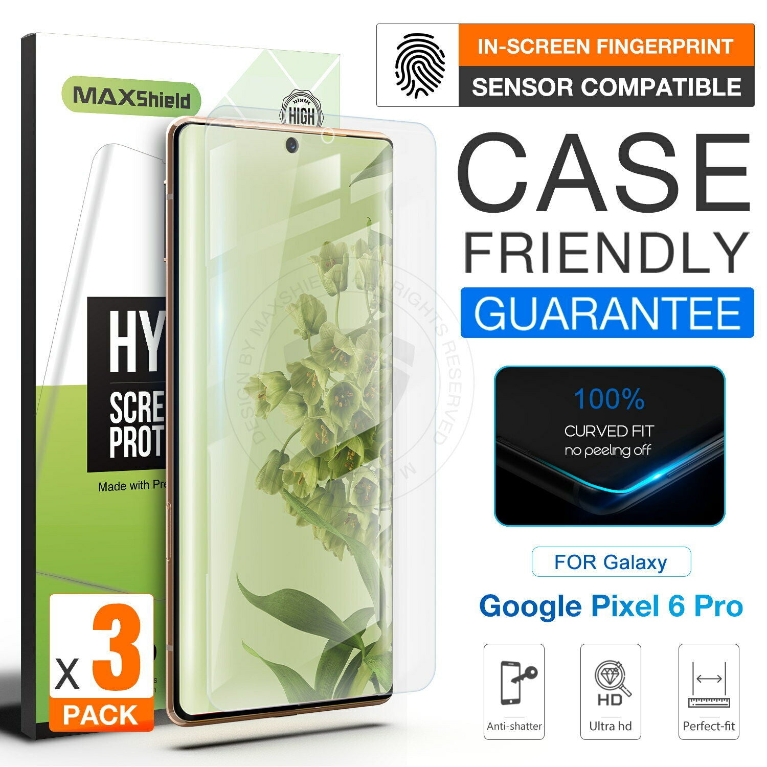 3X For Google Pixel 6/6 Pro Clear Hydrogel Full Coverage Screen Protector Film