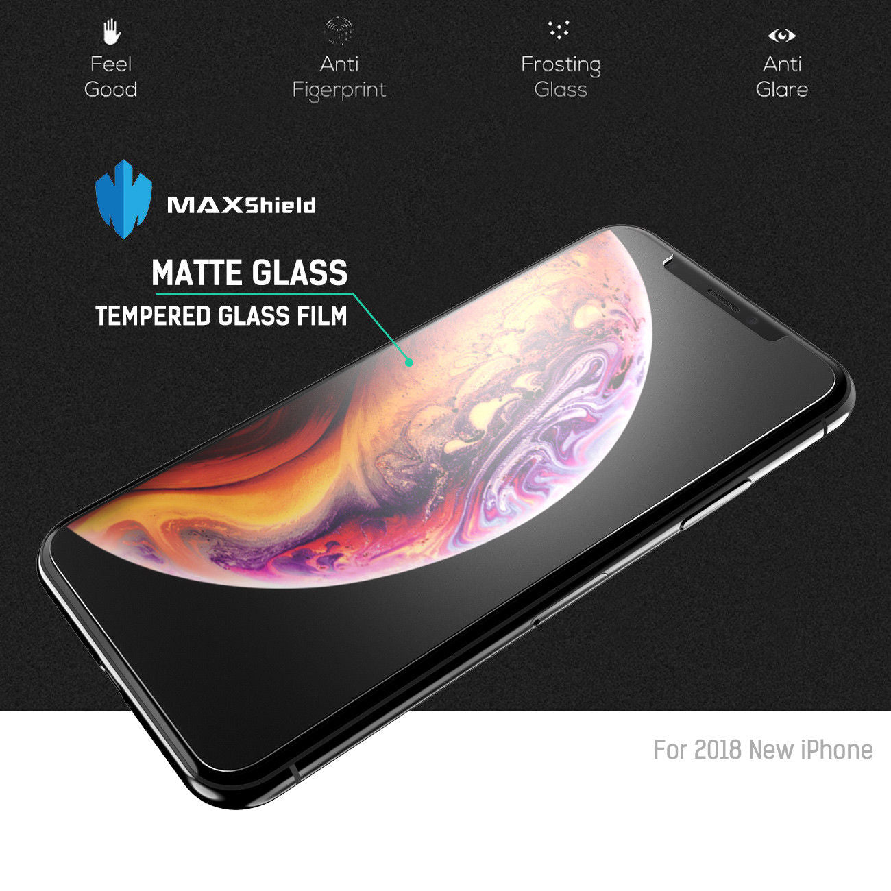 MAXSHIELD Matte Tempered Glass Screen Protector For Apple iPhone XI 11 Pro
