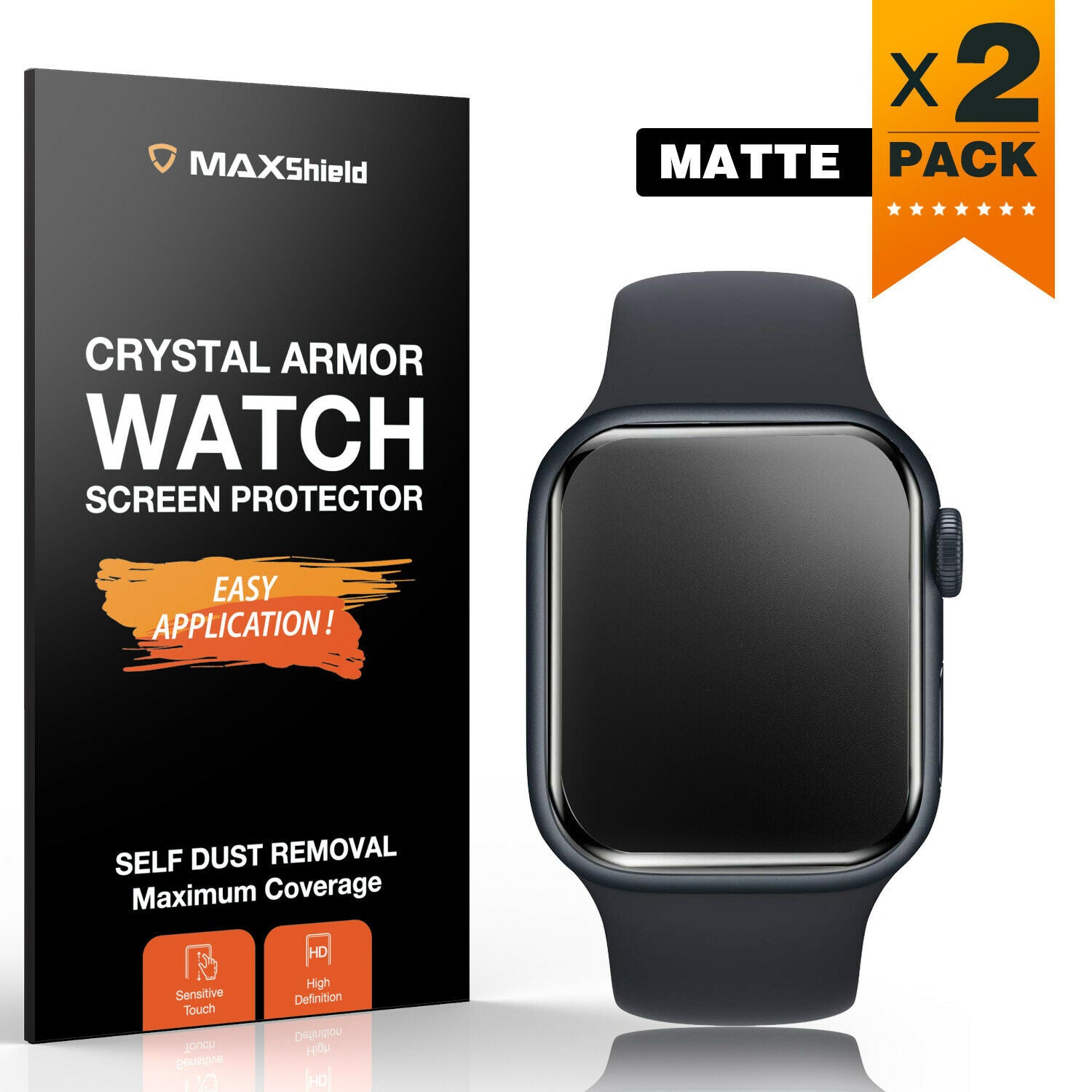 2X Fr Apple Watch 7 6 5 45/41 44/40 Glass Full Cover Case Matte Screen Protector