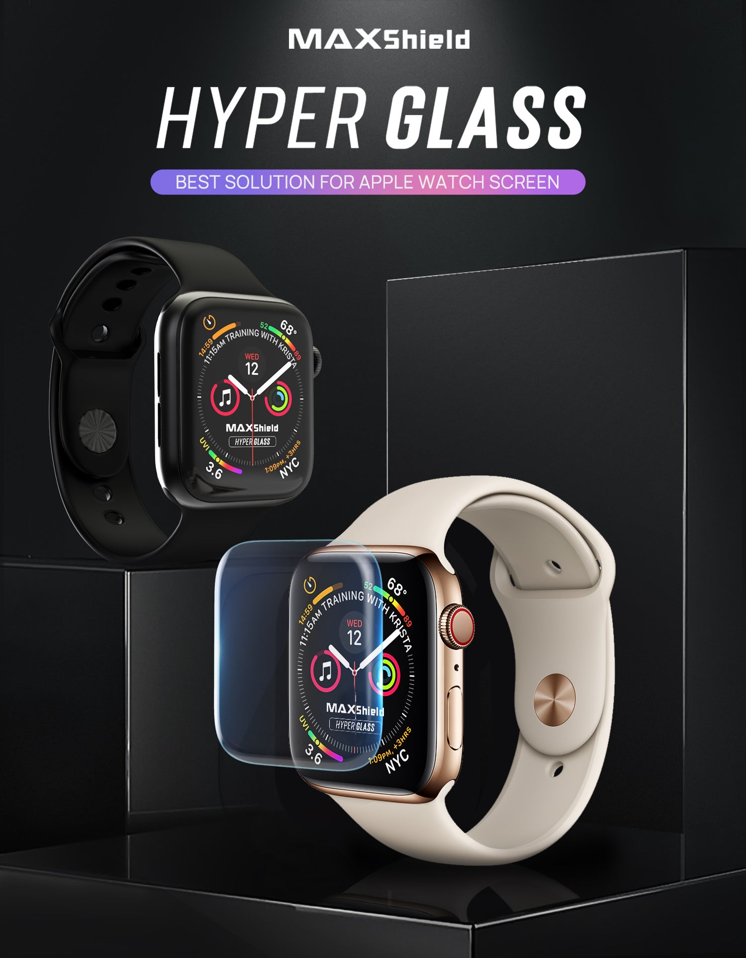 MaxShield Screen Protector for Apple Watch Series 1/2/3/4 44mm iWatch