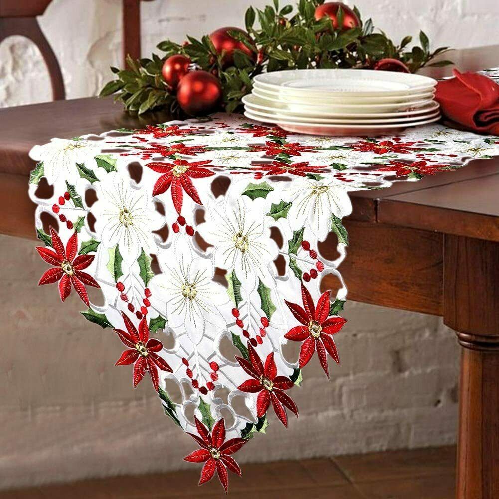 Christmas Table Runner Double Layer Cotton cloth Cover Home Party Decorations
