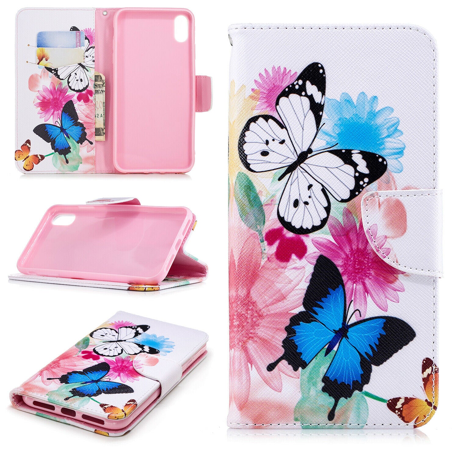 Samsung Galaxy A30 Wallet Leather Case Flip Magnetic Card Slot Cover-Beautiful Butterfly