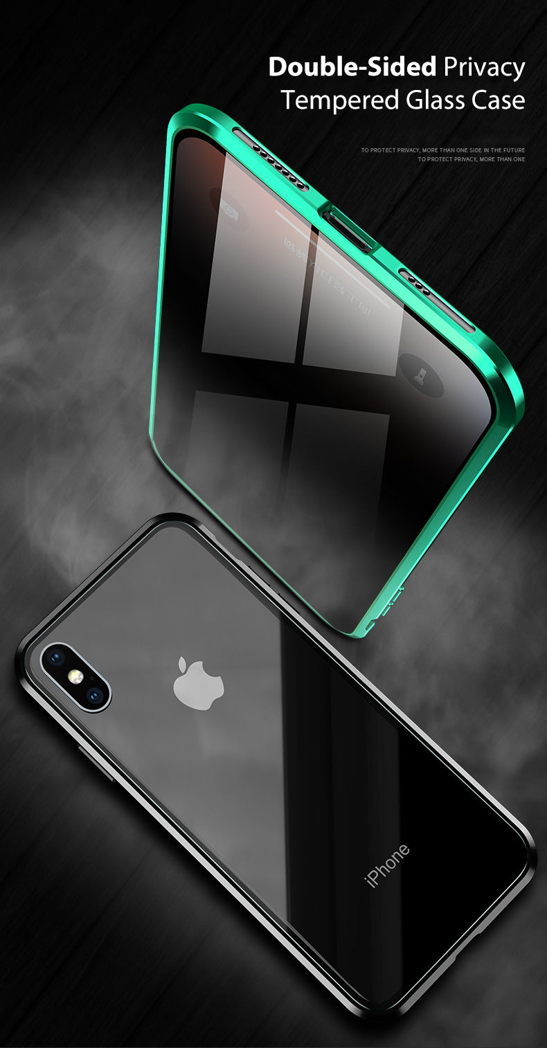 iPhone XS MAX  Case Magnetic Metal Anti Spy Tempered Glass Cover