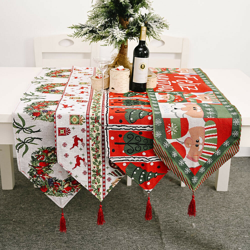 Christmas Table Runner Table Cloth Cover Home Xmas Party Table Decorations