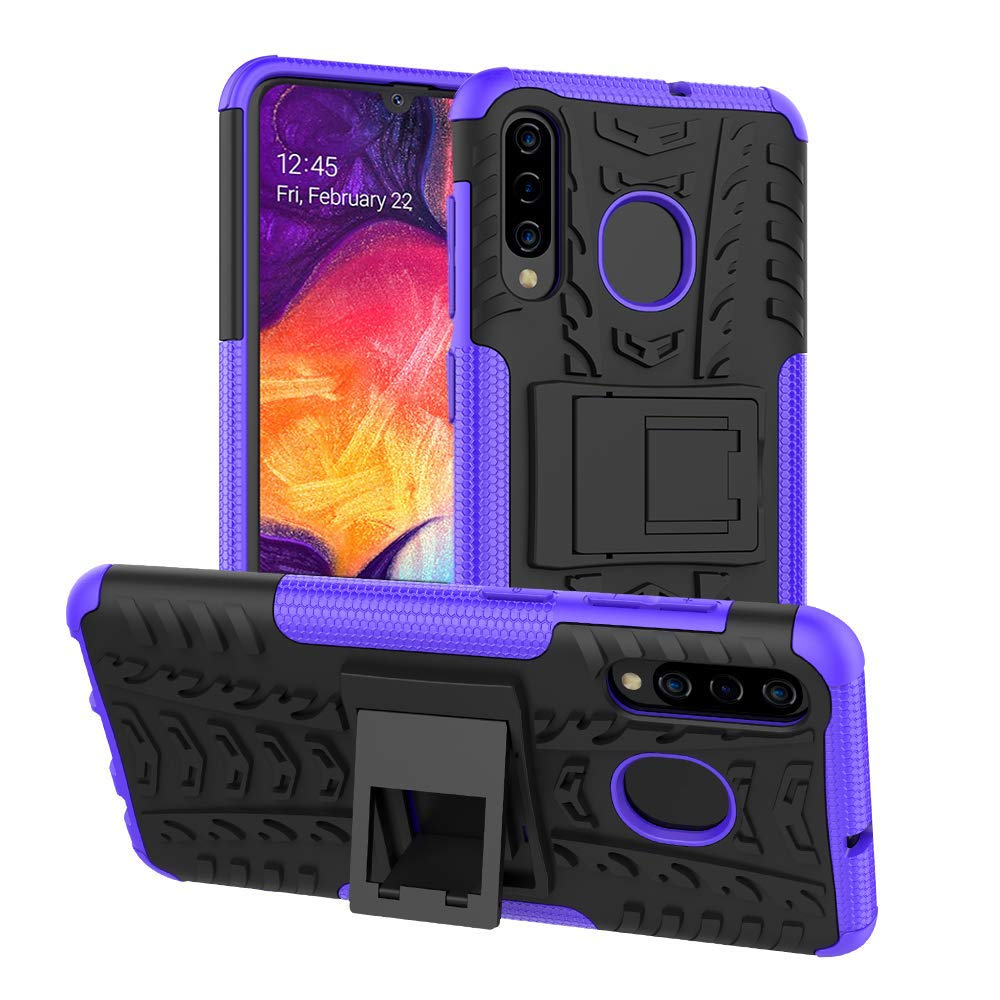 Samsung Galaxy A50 Heavy Duty Tough Shockproof Strong Rugged Anti-Knock Kids Protective Case Cover (Purple)
