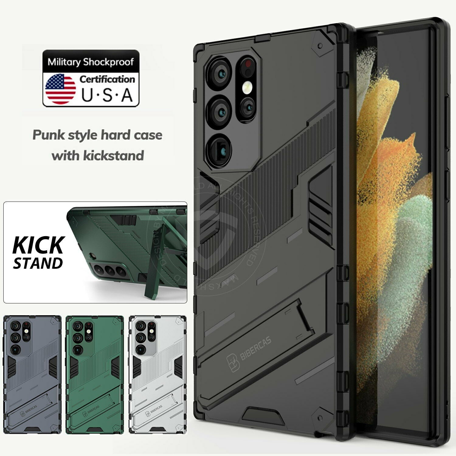 For Galaxy S22 Plus Ultra 5G Stand Case Protector Shockproof Heavy Duty Cover