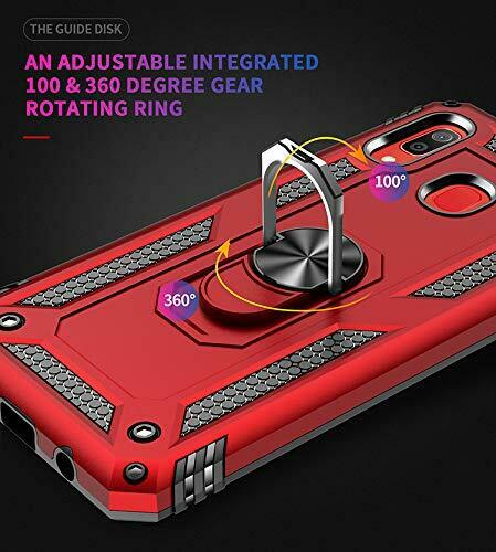 Samsung Galaxy A50 Anti Scratch Rugged Magnetic Car Mount Ring Case Heavy Duty Case Cover (Red)