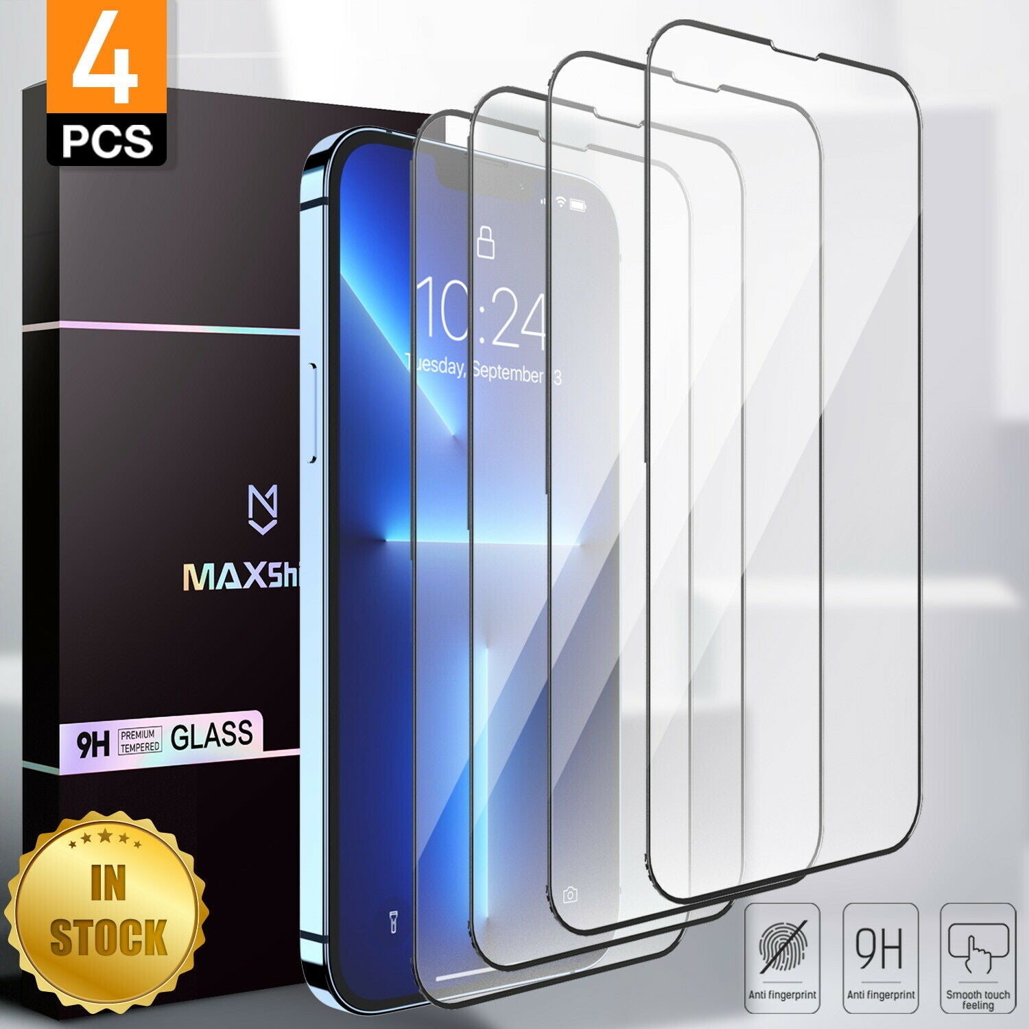 4 Pack For iPhone 13 12 Pro Max Mini Full Cover Tempered Glass Screen Protector