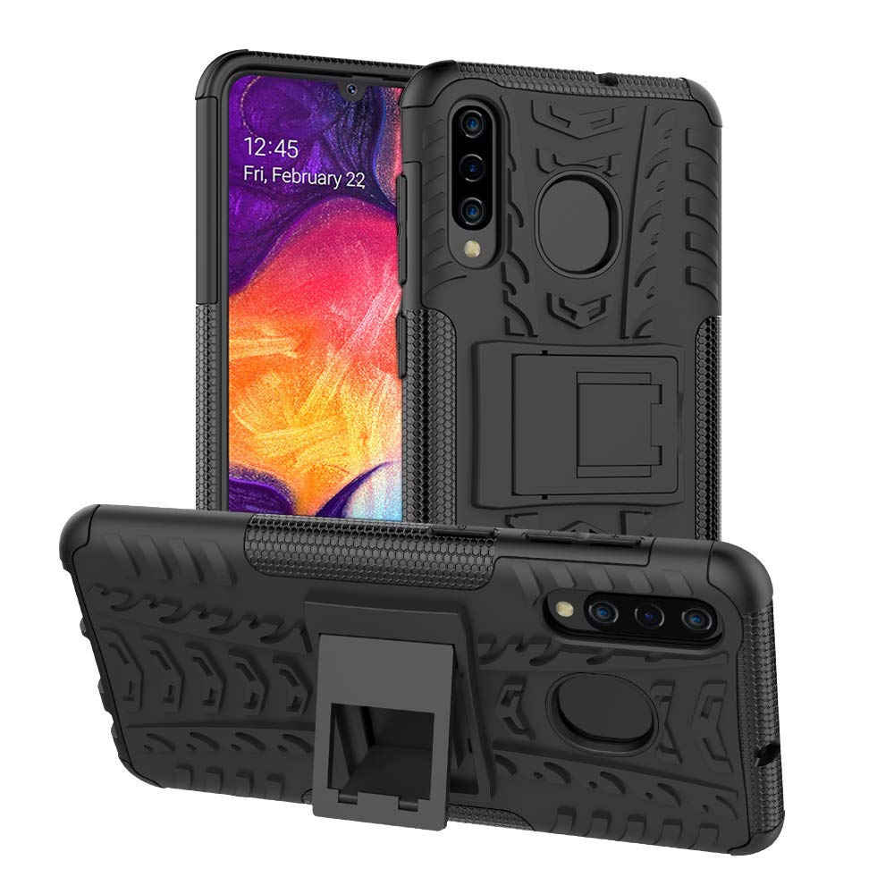 Samsung Galaxy A30 Heavy Duty Tough Shockproof Strong Rugged Anti-Knock Kids Protective Case Cover (Black)