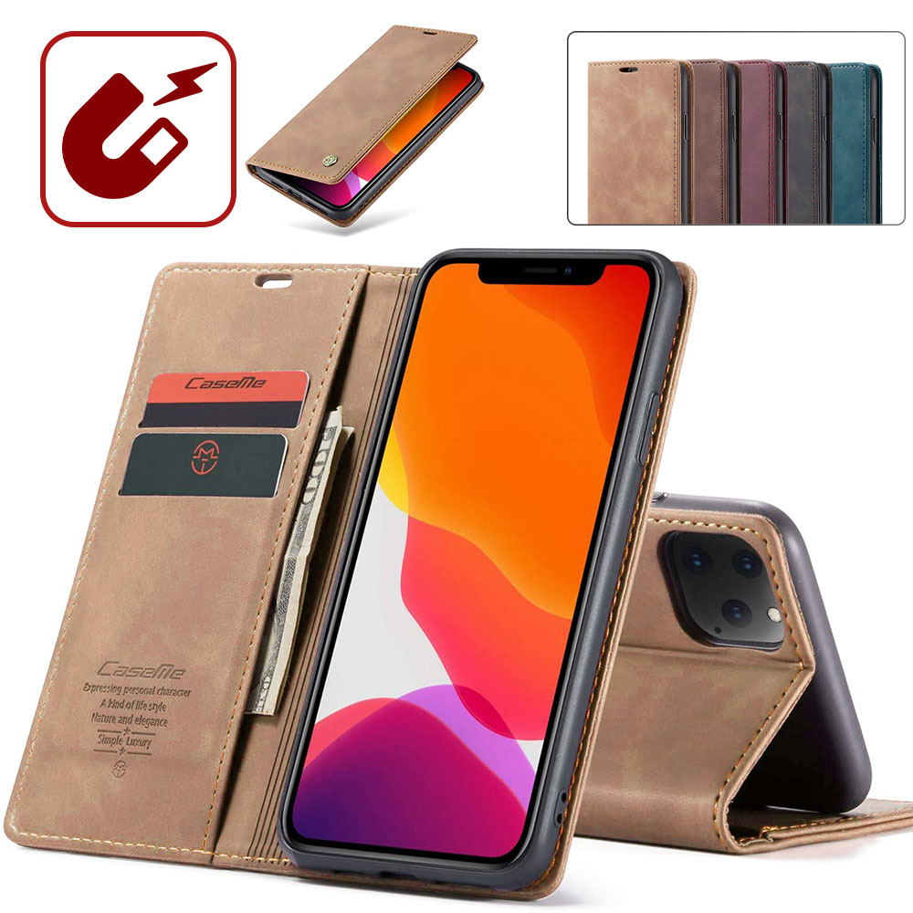 For iPhone 12 Pro Max 6.7" Case Magnetic Leather Wallet Card Flip Stand Cover