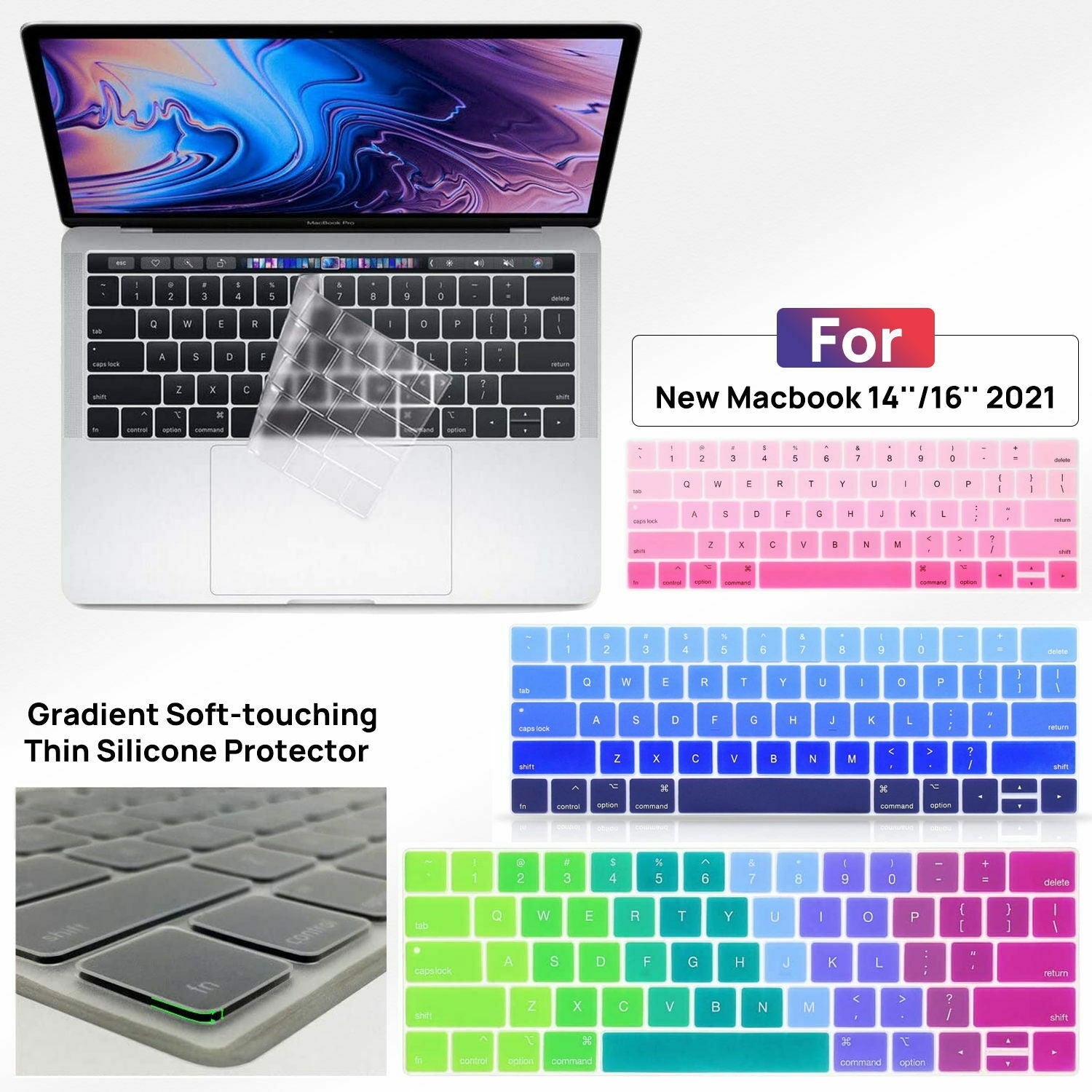 Keyboard Cover Ultra Thin Silicone Protector Skin For New Macbook 14 16 2021