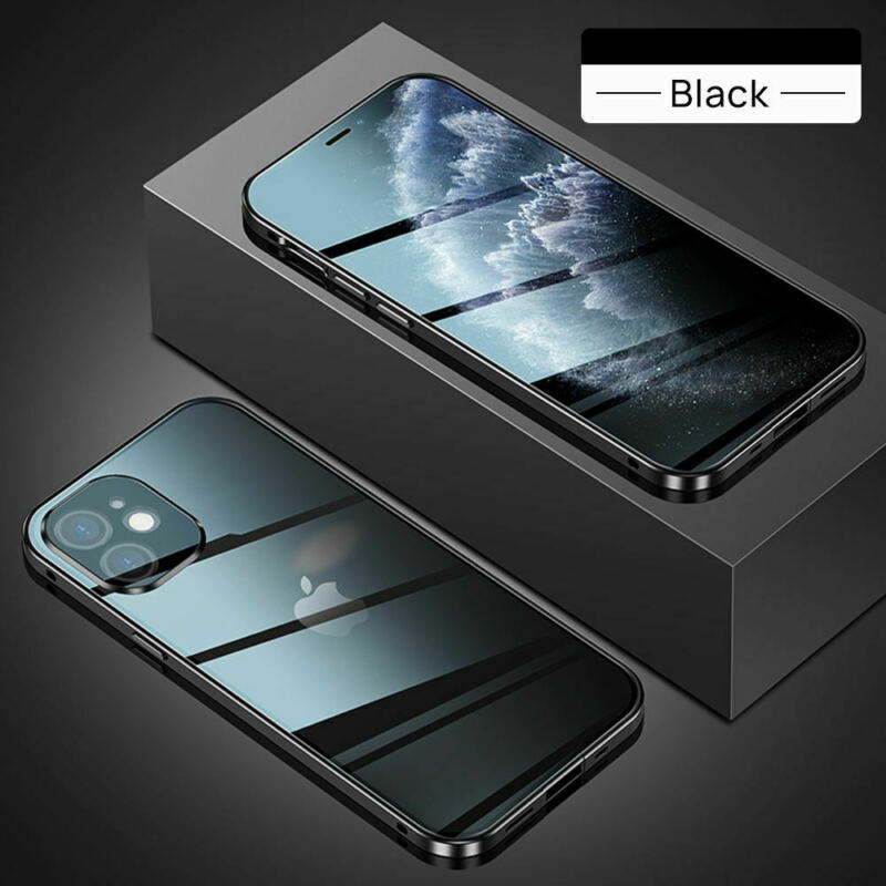 For iPhone 12 Pro 6.1" Case 360° Magnetic Metal Double-sided Glass Cover