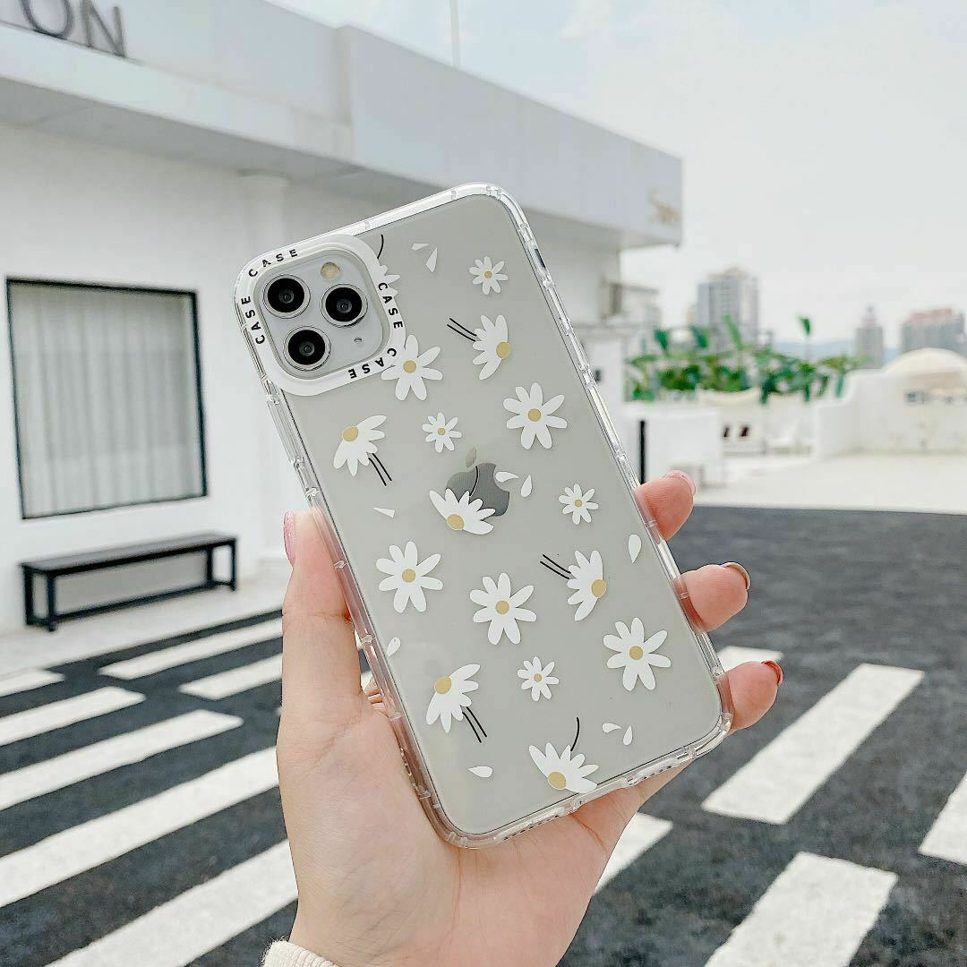 For iPhone 12 Pro Case Flower Pattern Silicone Clear Glitter Slim Soft Cover
