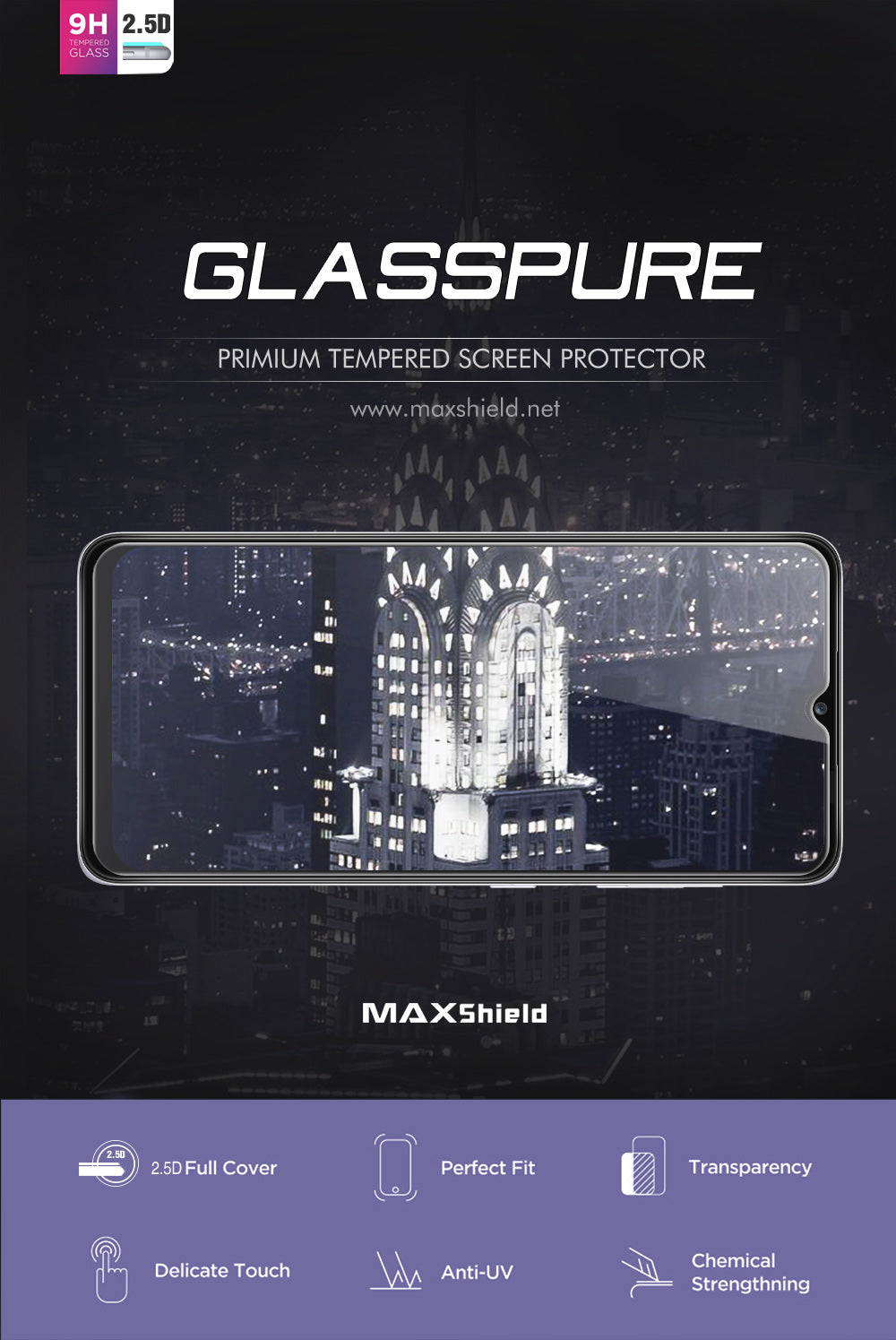 MAXSHIELD Tempered Glass Screen Protector For Galaxy A52 5G