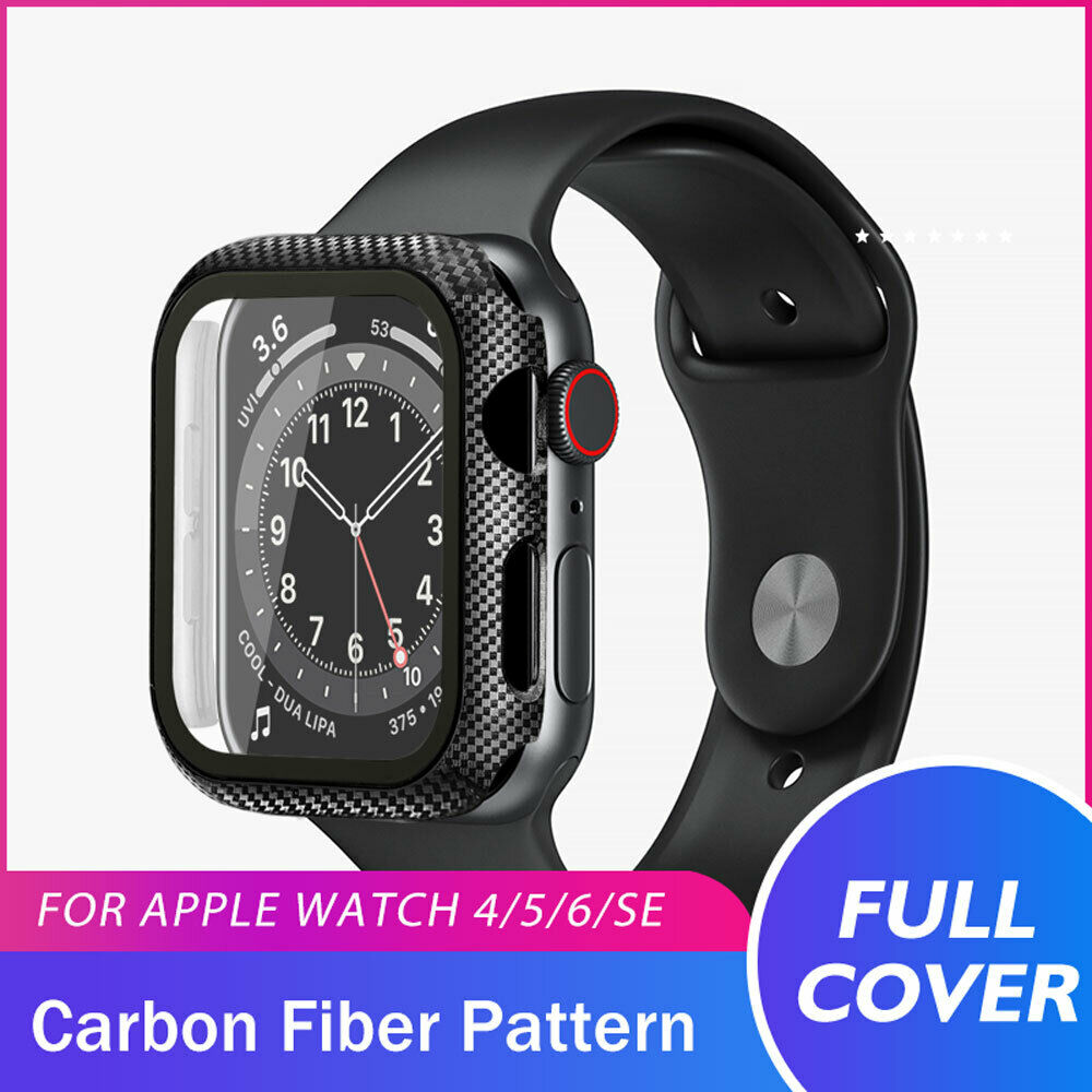 Apple Watch Series SE/6/5/4 40mm 360° TPU Carbon Fiber Full Cover Tempered Glass Case
