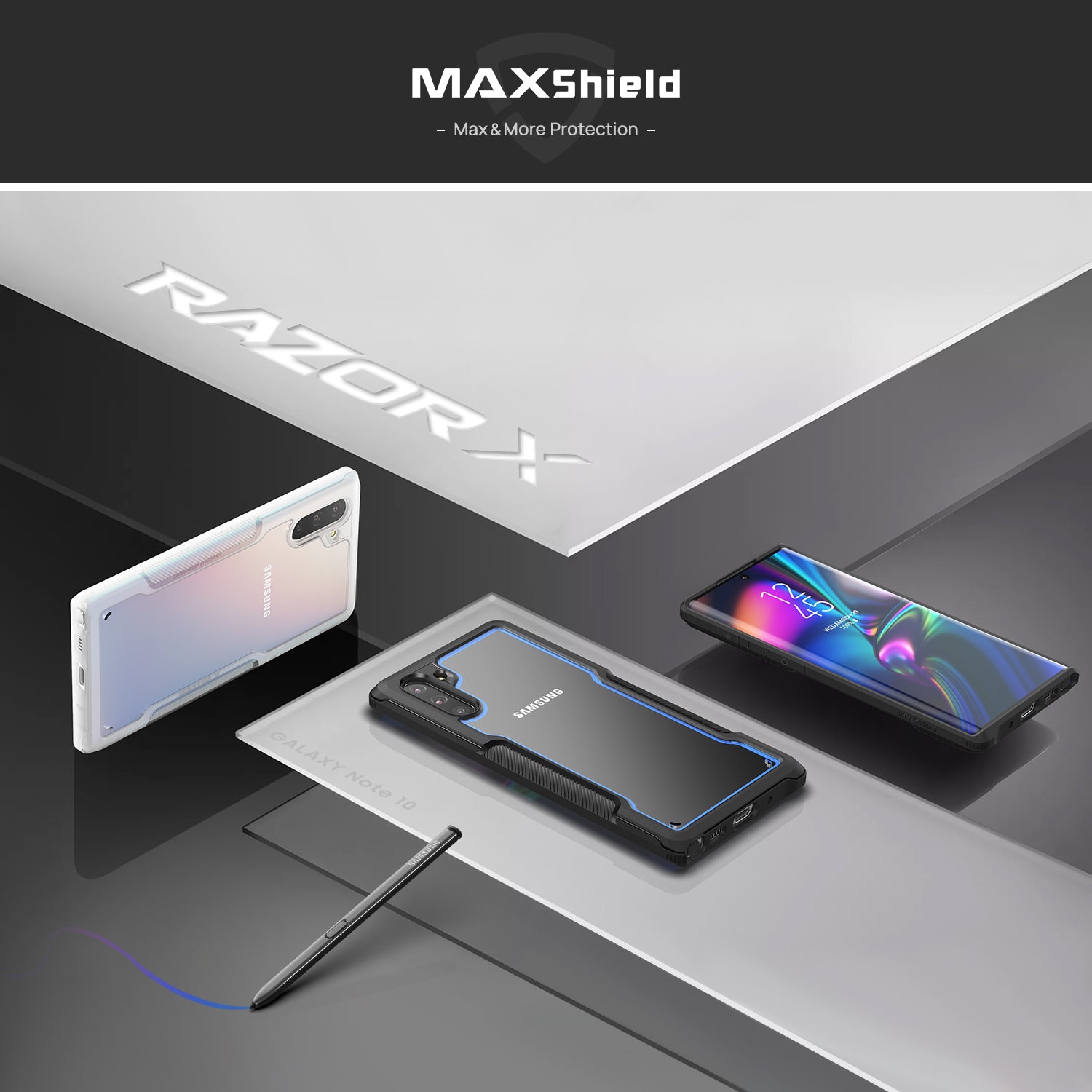 Samsung Galaxy Note 10 Case, Heavy Duty Shockproof Slim Clear Armor Cover